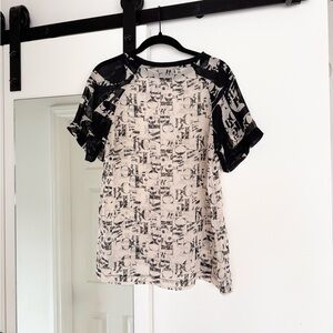 Topshop Black, Cream and Navy Sheer Women's Top